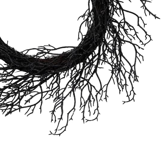 24" Black Halloween Twig Wreath